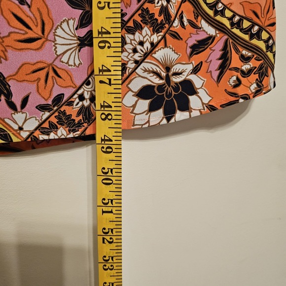 Vince Camuto Women's Dress Size 14 Fits Large Orange Black Midi A-Line Floral - Picture 5 of 8
